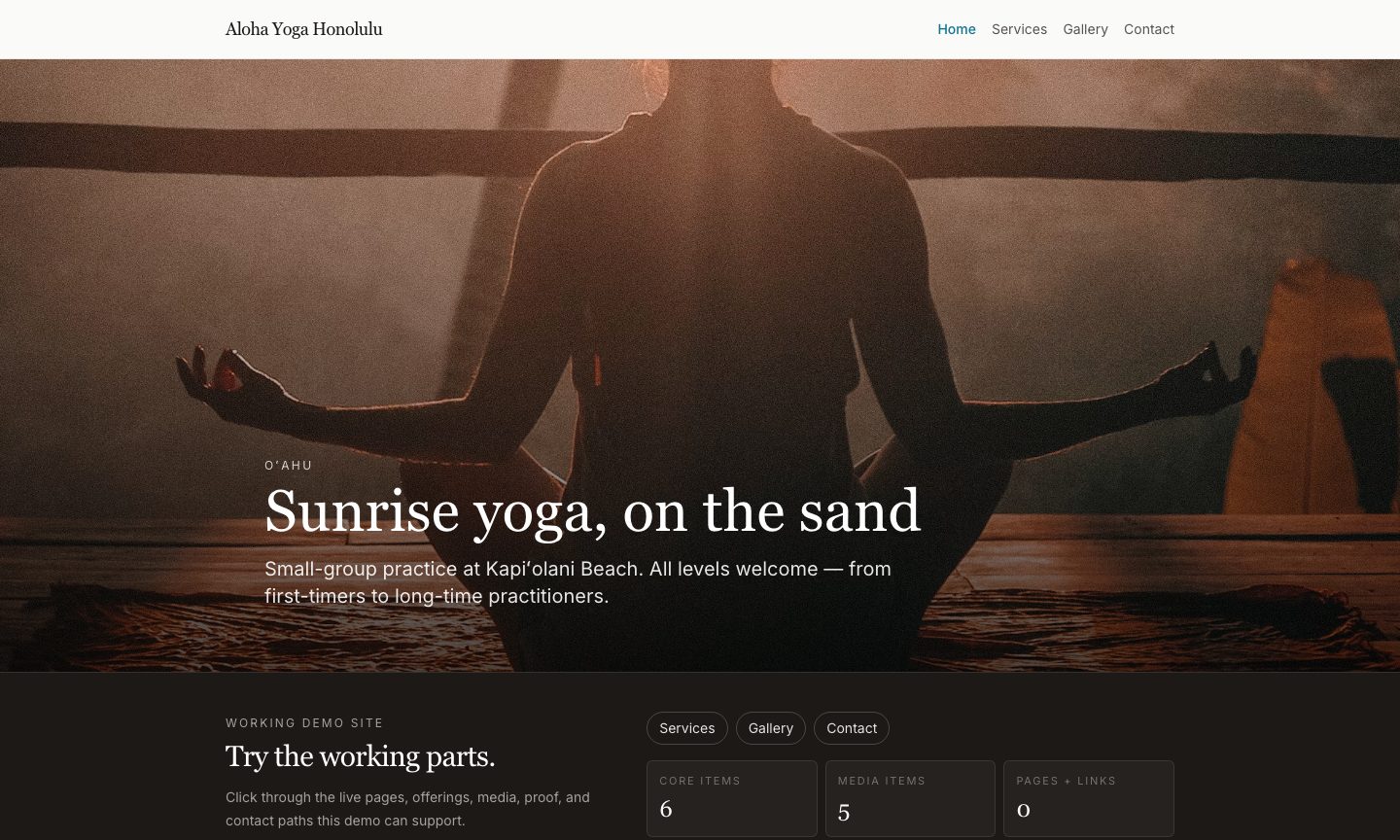 Aloha Yoga Honolulu — Personal services demo site