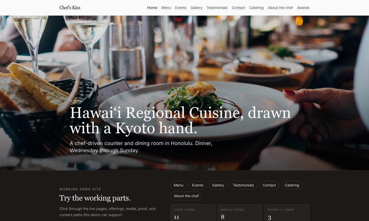 Chef's Kiss — Restaurant demo site